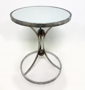 Mesa de centro redonda - aço e tampo espelhado
